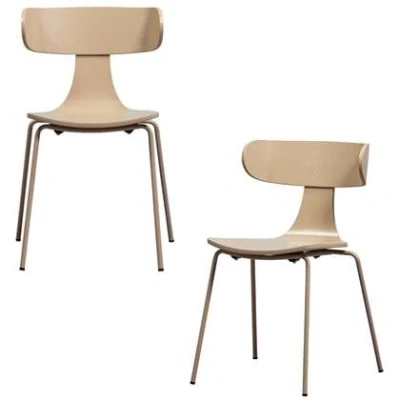 Afbeelding van WOOOD Form Eetkamerstoelen HoutMetaal Zand Set van 2