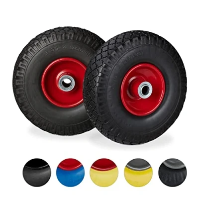 Afbeelding van Steekwagenwiel, 2 stuks, kruiwagenwielen, rubberen as, 20 mm stalen 3,00 4 inch, 260 x 85 mm, zwart rood