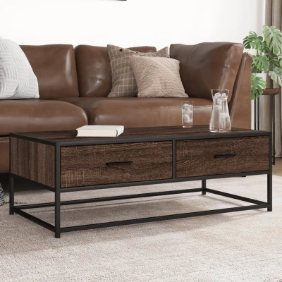 Afbeelding van vidaXL Salontafel 100x50x35 cm bewerkt hout en metaal bruin eikenkleur