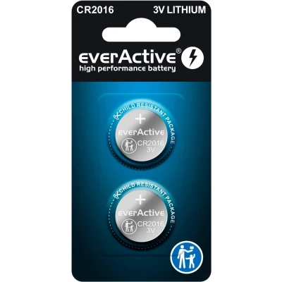 Afbeelding van everActive CR2016 Lithium Knoopcel Batterij 2 Stuks