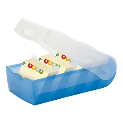 Afbeelding van HAN CROCO 997 643 Kaartenbak Blauw, Doorschijnend Aantal kaarten (max.): 900 DIN A7 liggend Incl. 100 gelinieerd
