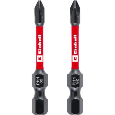 Afbeelding van Einhell 2 stuks 50 mm PH1 slagbits (S2 staal, torsiezone, efficiënte krachtoverbrenging, rode ring, schacht C 6.3)