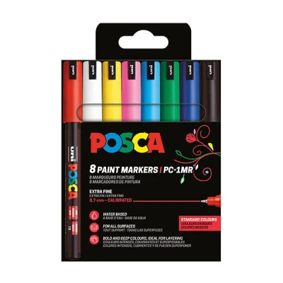 Image de Marqueurs Posca Pointe calibrée extra fine Basic 8 pièces