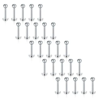 Afbeelding van Vcmart Piercing lippiercing van chirurgisch staal, bal, 25 stuks, Metaal, Zonder steen, steen