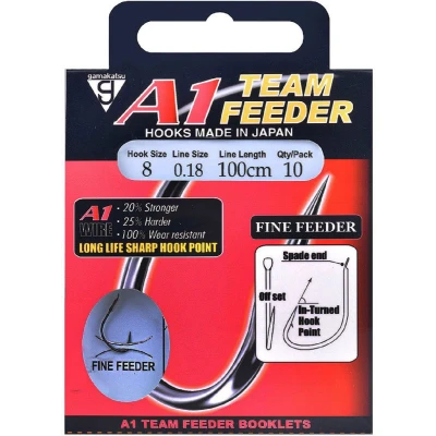 Afbeelding van Gamakatsu Onderlijnen A1 Team Feeder Fine 100cm (10 pcs) Maat : haak 10 0.16mm