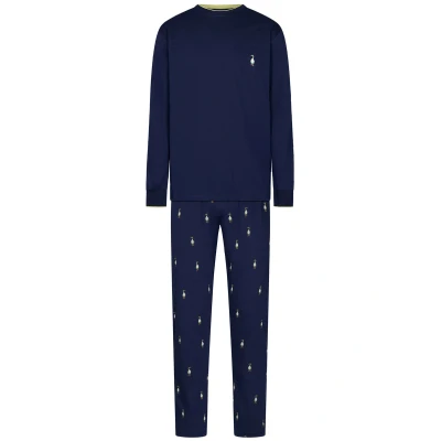 Afbeelding van Katoenen heren pyjama pinguïns Blauw Maat XS