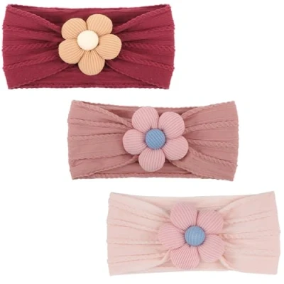 Afbeelding van DRESHOW 3 stuks rekbare nylon haarband voor meisjes, handgemaakte haaraccessoires pasgeborenen, zuigelingen en peuters