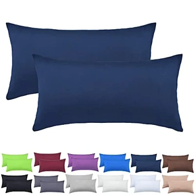 Afbeelding van NatureMark Jersey kussenhoezen in vele maten en kleuren, voor zijkussen of nekkussen, 40 x 80 cm, marineblauw, set van 2