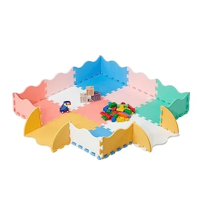 Afbeelding van Relaxdays speelmat puzzel met rand puzzelmat kruipmat speeltegels kinderkamer