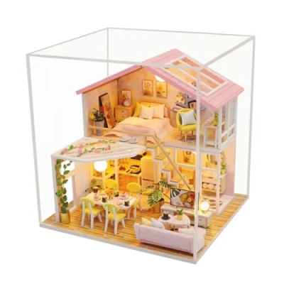 Afbeelding van DIY Sweet Time poppenhuis met LED Dollhouse Miniatuur hobby bouwpakket