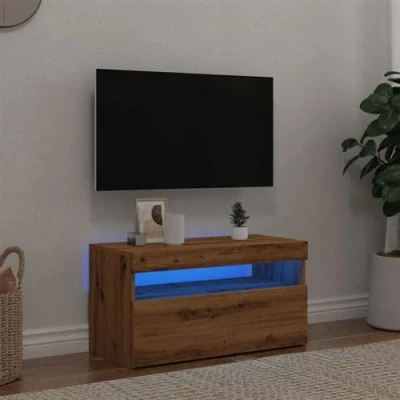 Afbeelding van vidaXL Tv meubel met LED 75x35x40 cm bewerkt hout artisanaal eiken