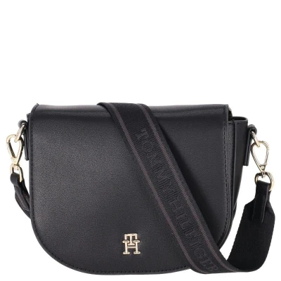 Afbeelding van Tommy Hilfiger Logotape Saddle BAG Schoudertas, Dames, Maat: One Size, Black