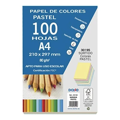 Afbeelding van Dohe 100 vellen A4, 80 g, pastelkleuren, verschillende kleuren (30195)