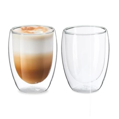 Afbeelding van Relaxdays latte macchiato glazen dubbelwandig 350 ml vaatwasserbestendig glas set van 2 Pak