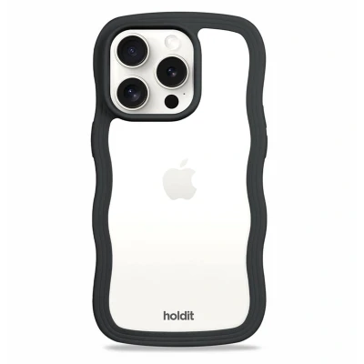 Afbeelding van Holdit Hoesje Geschikt voor iPhone 15 Pro Max Wavy Case Zwart