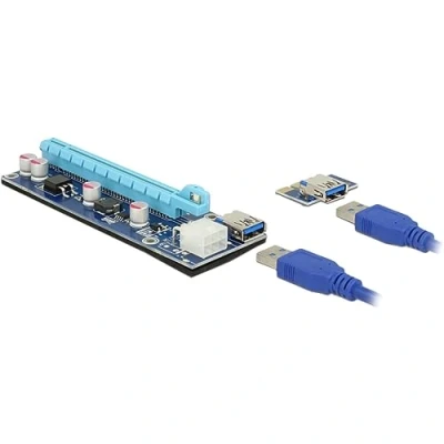 Afbeelding van Delock PCIe Riser kabel x16 bus, USB A bus 0.60 m Blauw 41426
