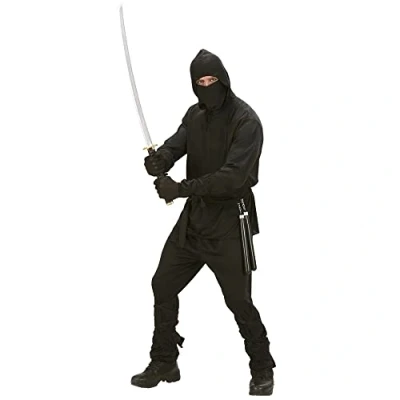 Afbeelding van Widmann Ninja &amp; Samurai Kostuum Fast Zwart Tokyo Man Small Carnavalskleding Verkleedkleding