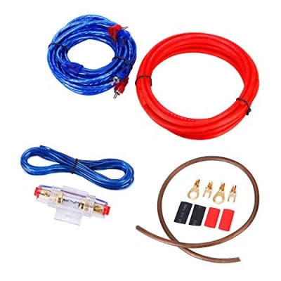 Afbeelding van Mintice Kabelset voor versterker, aansluitset, eindversterker kabel, aansluitkabel, audio subwoofer, zekeringhouder, vorkkabelschoenen, kabelbinders, RCA AGU zekering, 14 gauge AWG draad installeren connector