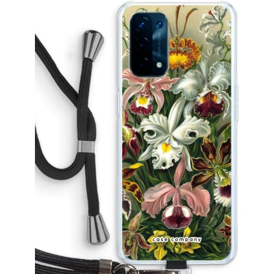 Afbeelding van Case Company® hoesje met Koord geschikt voor Oppo A74 5G Haeckel Orchidae Telefoonhoesje Zwart Bescherming aan alle Kanten en Over de Schermrand