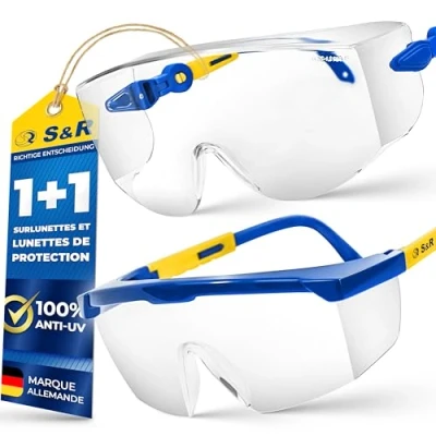 Afbeelding van S&amp;R Veiligheidsbril voor werk (2 paar). Met zijdelingse bescherming tegen deeltjes. UV bestendige en krasbestendige polycarbonaat lenzen.