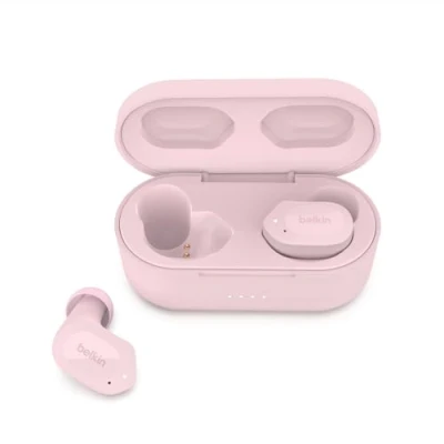 Image de Belkin SoundForm Play Écouteurs sans fil avec micro intra auriculaire Bluetooth Suppresseur de bruit actif rose