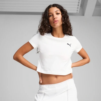 Afbeelding van Puma Wardrobe ESS Kurzes Figurbetontes Tshirt basic, Dames, Maat: Small, White