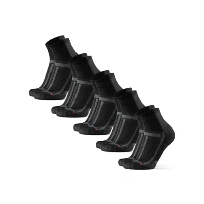 Afbeelding van DANISH ENDURANCE Hardloopsokken, lange afstand, anti blaren, ondersteuning van de voetboog, heren en dames, 5 stuks, Zwart/Grijs