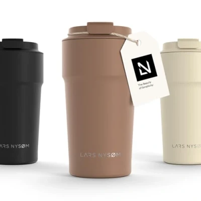 Afbeelding van LARS NYSØM &#039;Bevægelse&#039; Thermos Coffee Mug to go 500ml BPA vrij met Isolatie Lekvrije Roestvrijstalen Thermosbeker Café au Lait
