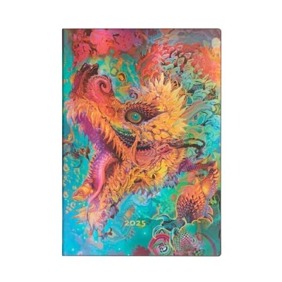 Afbeelding van Android Jones Collection Humming Dragon (Android Collection) Midi 12 month Horizontal Softcover Flexi Dayplanner 2025 (Elastic Band Closure)