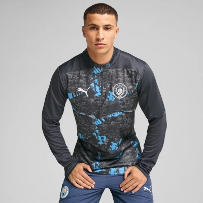 Afbeelding van Puma Manchester CITY Prematch 1/4 ZIP Fanartikel, Heren, Maat: XS, Strong gray/cool light gray