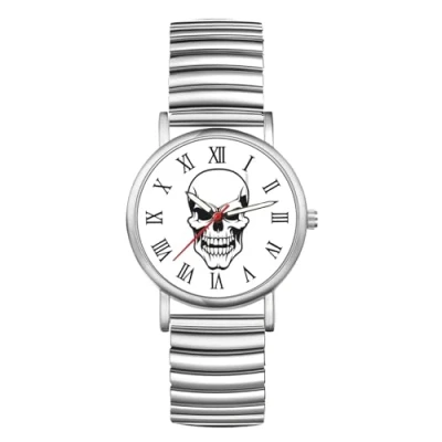 Afbeelding van JewelryWe Montre pour femme ultra fine, facile à lire avec Bracelet élastique, Silver a., Adult,
