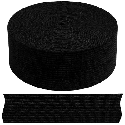 Afbeelding van AERZETIX C67538 Platte elastische band gevlochten 5 meter breedte 30 mm polyester + latex kleur zwart