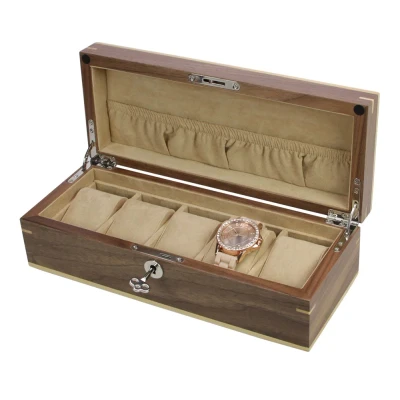 Afbeelding van Safe Safe, Opbergbox, Kopenhagen voor Horloges (5 st.) Notenkleur met beige interieur afm: 305x125x95 mm. per st.