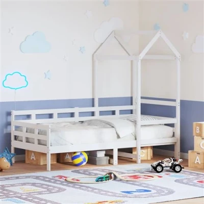 Image de vidaXL Lit de jour avec toit blanc 80x200 cm bois pin massif
