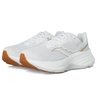 Afbeelding van Saucony Hurricane 24 Hardloopschoenen voor op de weg, Dames, Maat: 38, White/gold Textiel/ synthetisch