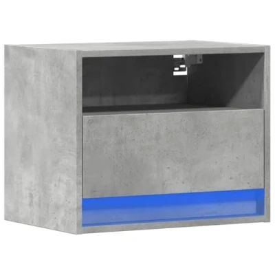 Image de vidaXL Table de chevet murale avec lumières LED gris béton852067