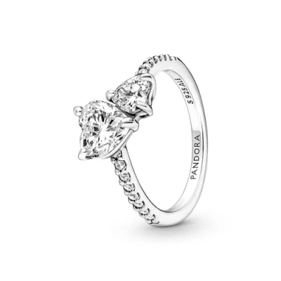 Afbeelding van Pandora 191198C01 Ring Sparkling Heart Solitaire zilver zirconia wit maat 16.5 / 52