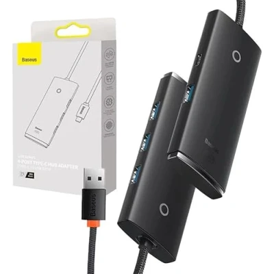 Afbeelding van Baseus HUB Adapter 4 poorts USB C OS Lite 25cm (Zwart) (USB C, 4 Havens), Docking station + hub, Zwart