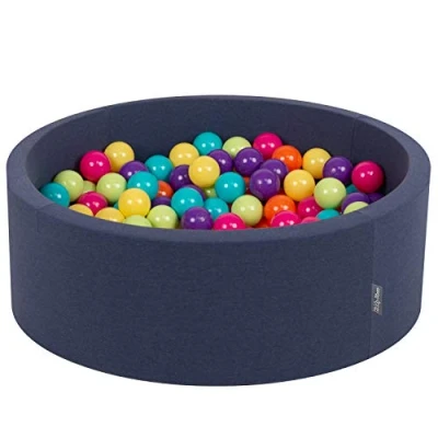 Afbeelding van KiddyMoon ballenbad 90x30cm/300 ballen ∅ 7cm met kleurrijke voor baby&#039;s kinderen rond, blauw:lichtgroen/geel/turquoise/oranje/donkerroze/violet