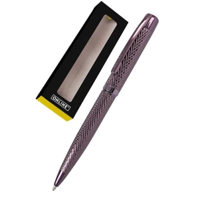 Afbeelding van Online Eleganza Diamond Wine balpen van hoogwaardig rood metaal, verwisselbare grote vulling, metalen clip, schrijfkleur: zwart, onuitwisbaar, met verpakking