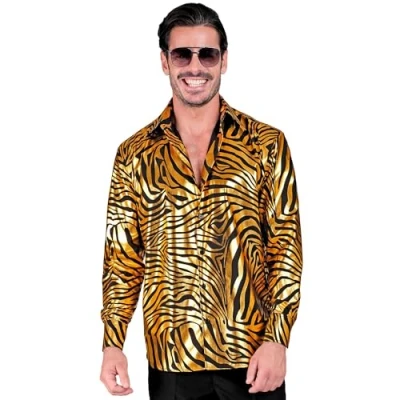Afbeelding van Widmann Pooier Kostuum Joe Gold Junglekoning Overhemd Man Goud Small / Medium Carnavalskleding Verkleedkleding