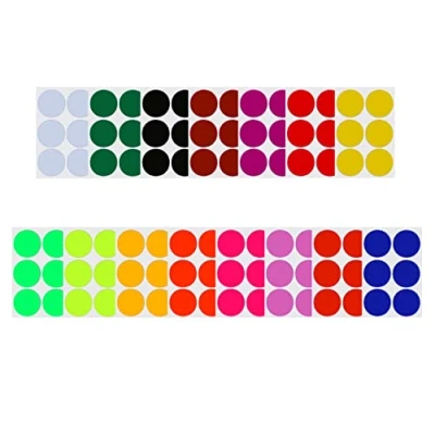 Afbeelding van Royal Green Set van 48 ronde stickers 50 mm, verschillende kleuren: rood, blauw, groen, geel, paars, oranje, bruin en roze, gemakkelijk te verwijderen, 90 stuks, 15 gecombineerde kleuren, 90.