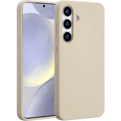 Afbeelding van Accezz Hoesje Geschikt voor Samsung Galaxy S25 Plus Siliconen Liquid Silicone Backcover MagSafe beige