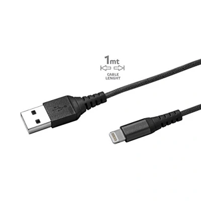 Image de Celly Câble de données Apple d&#039;éclairage nylon 100 cm noir