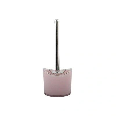 Afbeelding van MSV Toiletborstel in houder/wc borstel Aveiro PS kunststof/rvs lichtroze/zilver 37 x 14 cm
