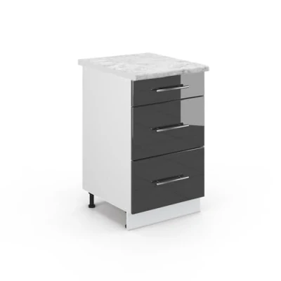 Afbeelding van Vicco Keukenonderkast Fame Line, Antraciet Hoogglans/Wit, 50 cm WB Marmer