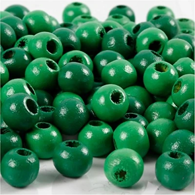 Afbeelding van Houten kralen, d: 8 mm, gatgrootte 2 groen, 15gr, circa 80 stuk