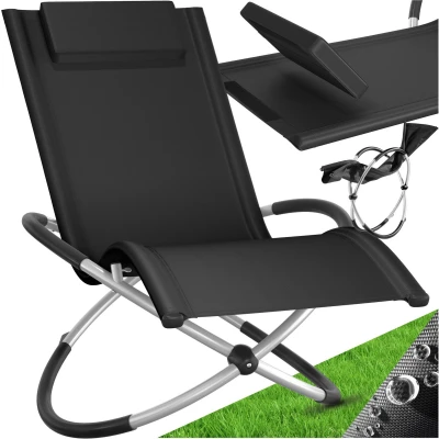 Afbeelding van tectake® ligstoel ligbed zonnebed Ergonomisch, opvouwbaar Draagkracht 150 kg zwart