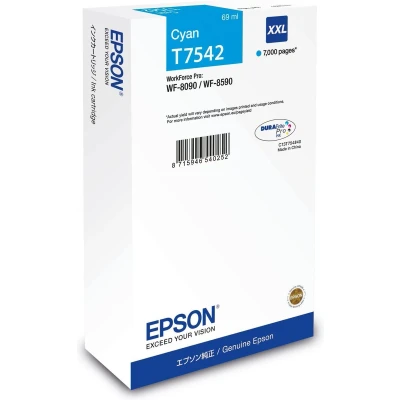 Afbeelding van Epson T7542 inktcartridge 1 stuk(s) Origineel Ultrahoog rendement Cyaan