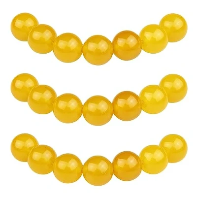 Afbeelding van MJDCB 45 stuks gele agaat kralen om te rijgen, met gat, los, natuurlijk, rond, voor het maken van sieraden, armbanden, halskettingen